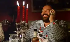 Jack Nicholson laughing at dinner
