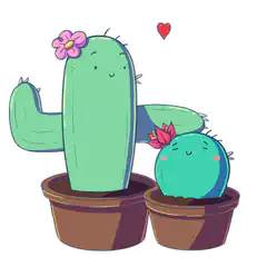 Cute cactus couple with heart