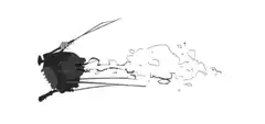 inkblot figure with sword