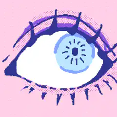 pixel art eye with sparkles