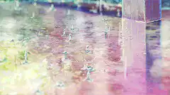 Raindrops hitting puddle