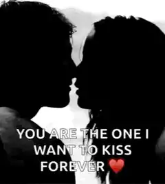 Couple kissing with romantic text