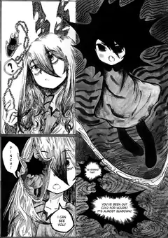 Manga girl with chain and shadow figure