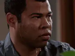 Jordan Peele sweating profusely