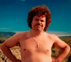 Jack Black shirtless with curly hair