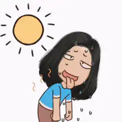 Girl sweating under the sun