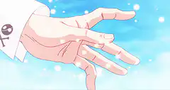 Anime hand catching snowflakes