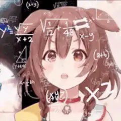 Anime girl surrounded by math formulas