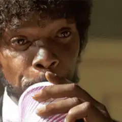 Samuel L. Jackson drinking from a cup