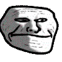Trollface smirking then laughing