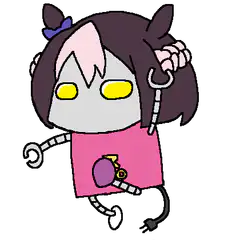 Chibi robot girl with glowing eyes