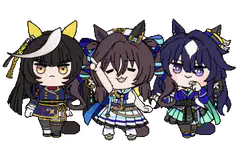 Three anime girls posing together