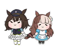Two horse girls holding hands