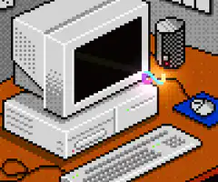 pixel art computer screen glitch