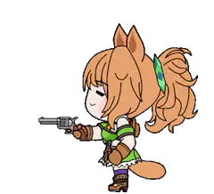 Chibi horse girl shooting revolver
