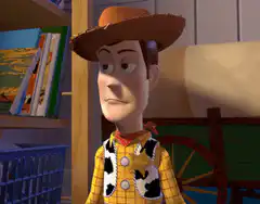 Woody looking disappointed