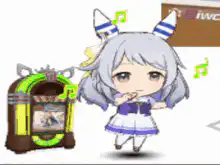 chibi girl dancing with jukebox