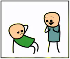 Two stick figures talking