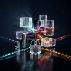 glowing cubes with energy beams