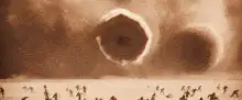 Nuclear fireballs rolling across the ground