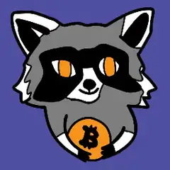 Raccoon holding Bitcoin