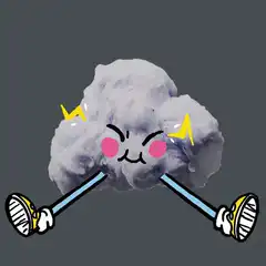 cartoon cloud with legs and lightning bolts