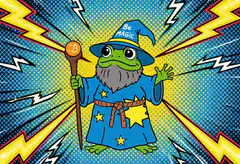 Wizard frog casting magic spell