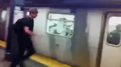 Man gets stuck in subway doors
