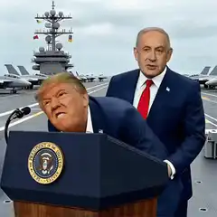 Trump and Netanyahu on aircraft carrier