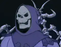 Skeletor and He-Man in a dark cave