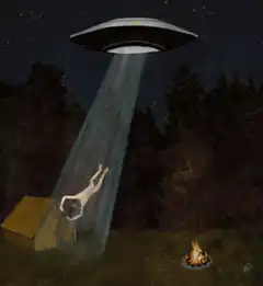 UFO abducts person near campfire