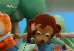 Monkey puppet talking and looking around