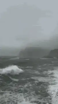 foggy ocean waves crashing