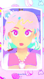 Pink hair anime girl blinking