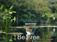 Goldfish in cup Be Free