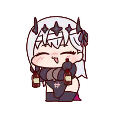chibi girl holding bottles