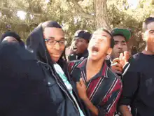 Group of friends reacting with shock