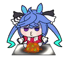 Chibi Rin eating spaghetti