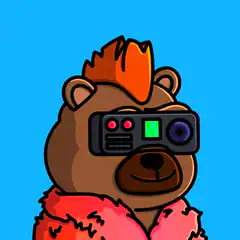 Bear with camera glasses and mohawk