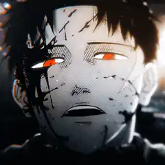 Anime boy with glowing red eyes