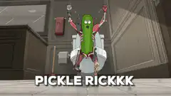 Pickle Rick sitting on toilet
