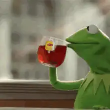 Kermit sipping tea