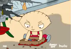 Stewie eats a chocolate Santa