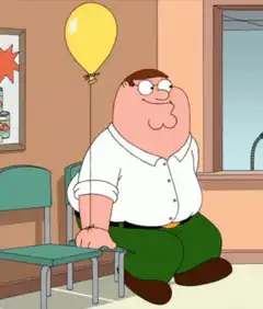 Peter Griffin holding a balloon