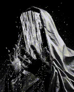 Ghostly figure with water splashing