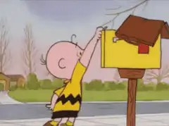 Charlie Brown checks mailbox