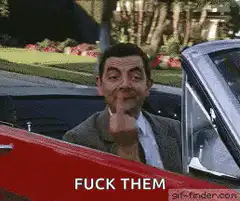 Mr. Bean gives the finger and waves