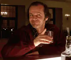Jack Nicholson winking with drink