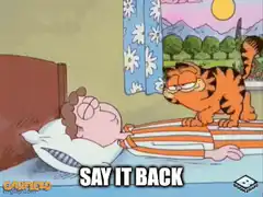 Garfield slaps Jon to say it back