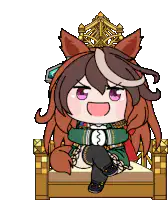 chibi horse girl sitting on throne